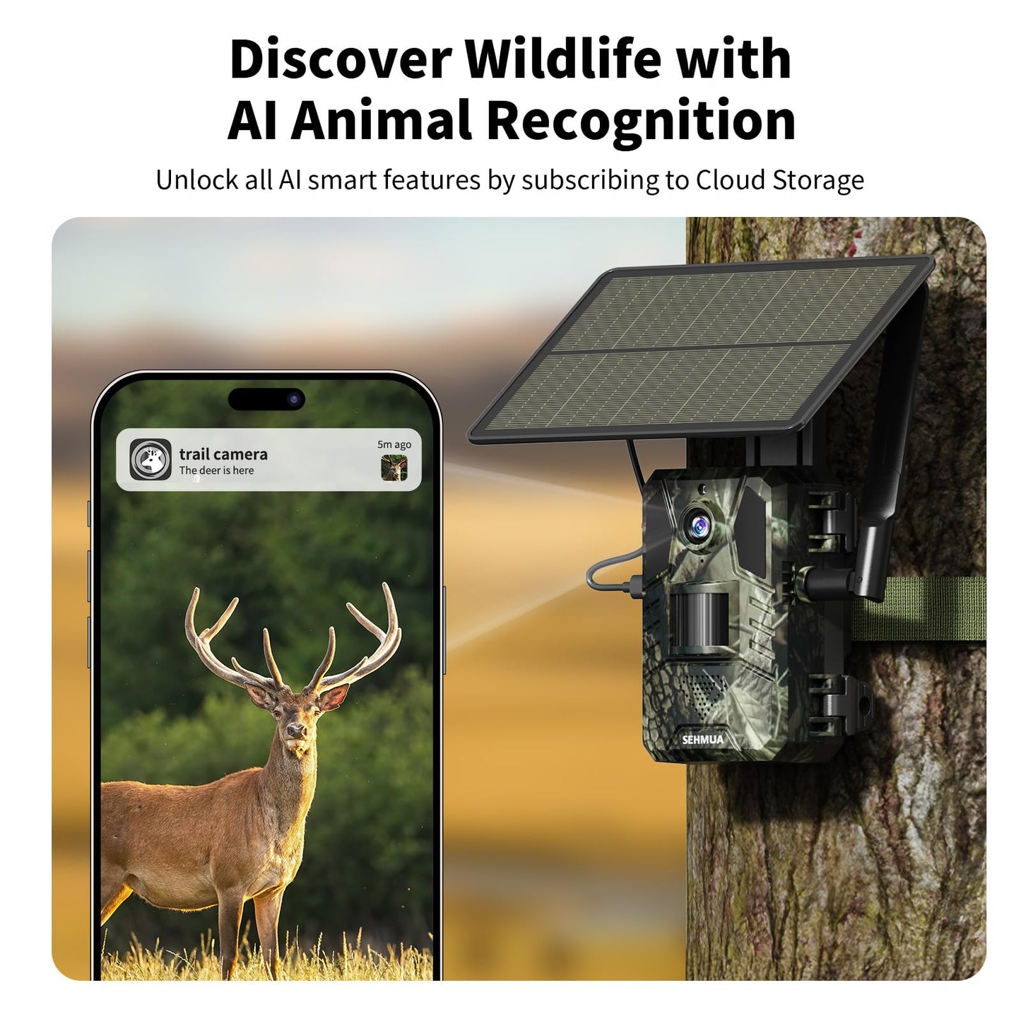 SEHMUA Trail Camera 2 Packs, AI Animal Detection Game Camera Built-in SIM Card 4G LTE Cellular Trail Cameras with Night Vision Motion Activated Waterproof IP66 with Unlimited Data Plan 2K Live View
