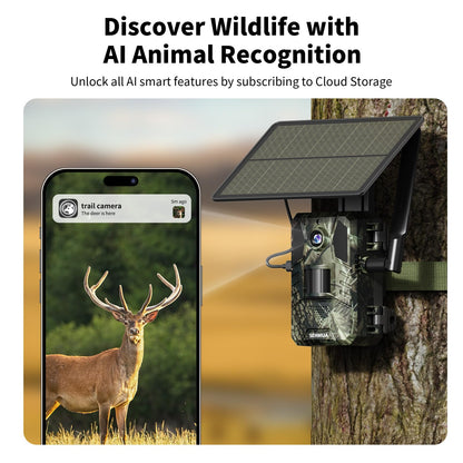 SEHMUA Trail Camera 3 Packs, AI Animal Detection Cellular Trail Cameras, Live Streaming Game Camera Built-in 4G LTE SIM Card with Unlimited Data Plan, Motion Activated Trail Cam IP66 Waterproof
