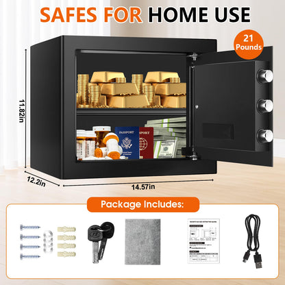 1.8 CUFT Fire Proof Safe for Home Documents, Steel Security Fireproof Safe with Programmable Keypad, Removable shelf and Spare Keys, Home Safes Water and Fireproof for Money Medicine and Valuables