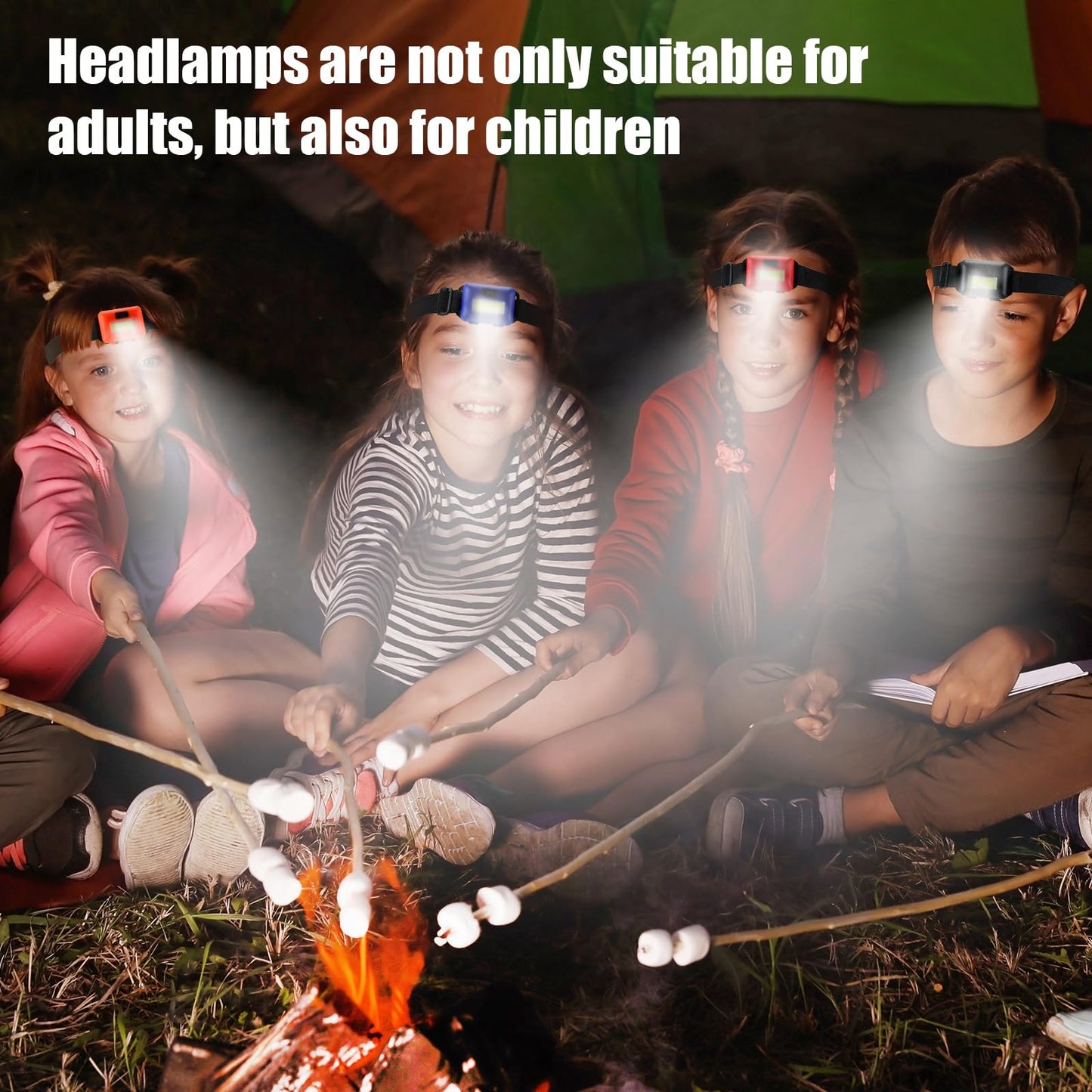 Glooglitter 96 Pcs LED Headlamp Flashlight for Adults and Kids 1.34oz Head Lamp 800 Lumens with 3 Modes 288 AAA Batteries Waterproof Work Headlamp Flashlights Bulk COB Headlight for Running Camping