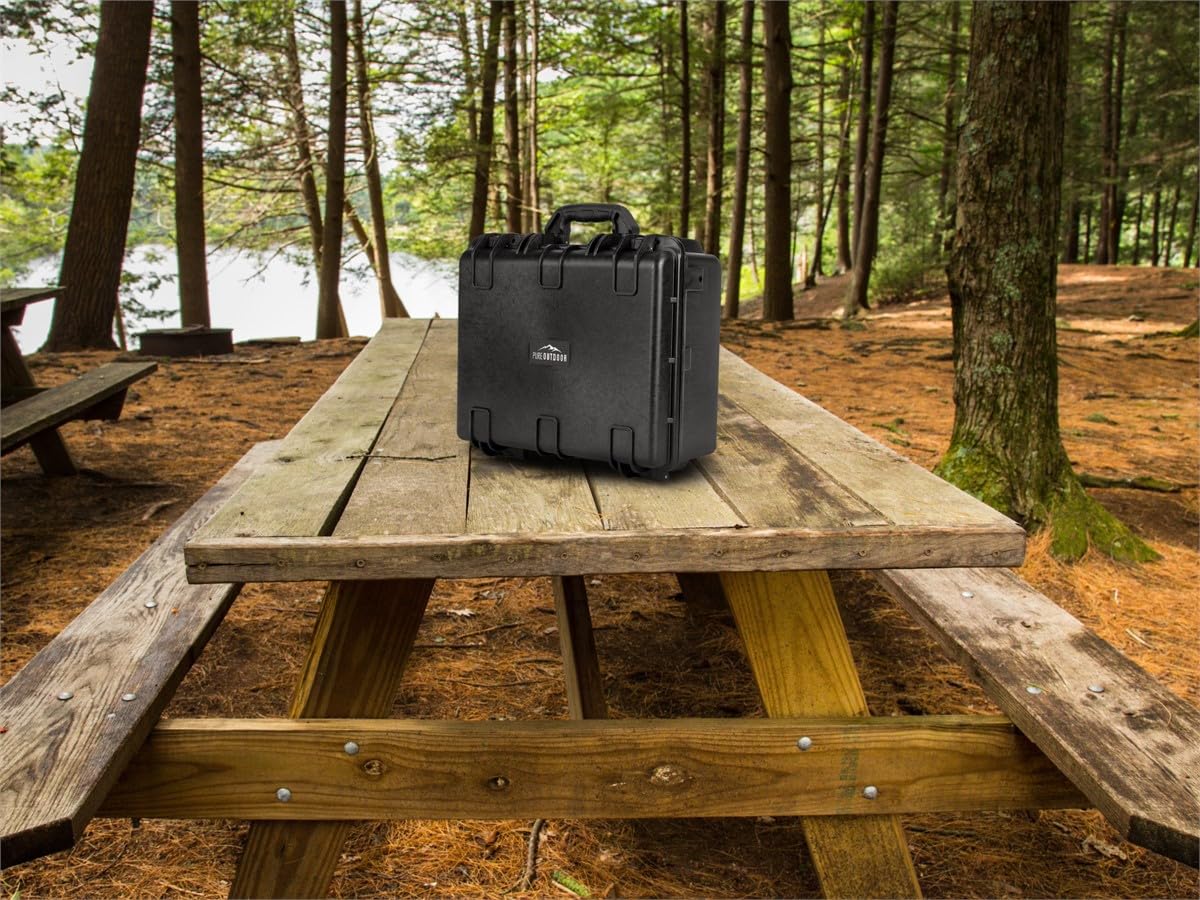 Monoprice Weatherproof Hard Case with Customizable Foam - Shockproof, IP67 Level Dust and Water Protection Up to 1 Meter Depth , 19in x 16in x 8in, 28.5 Liter, Black - Pure Outdoor Collection