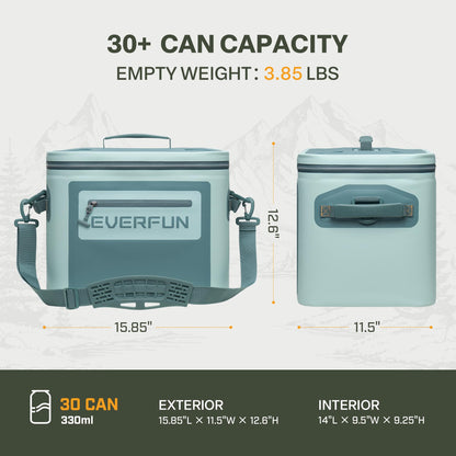 EVERFUN Soft Cooler 30 Can, Portable 24qt Insulated Small Cooling Lunch Box for Men and Women, Leakproof Ice Chest Bag for Travel, Beach, Camping, Boating, Fishing, Tailgating, Work and Picnic