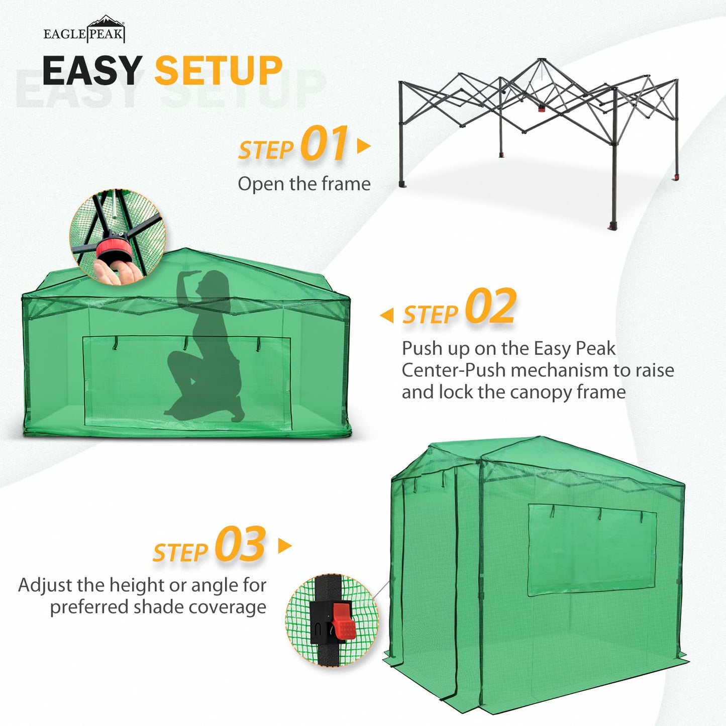 EAGLE PEAK 8'x6' Portable Greenhouse with Two Shelves