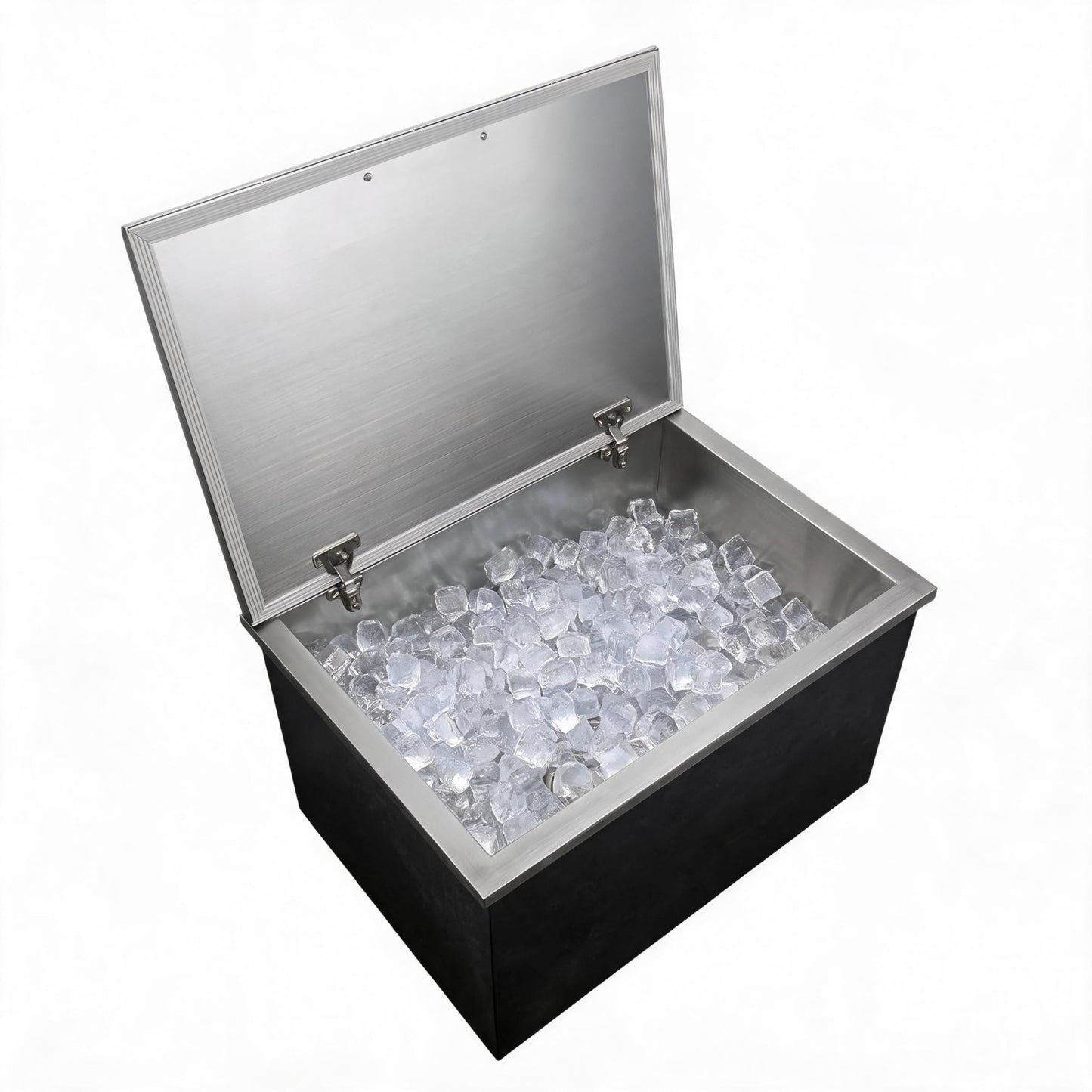 Garvee Drop-in Ice Chest, Large Capacity Stainless Ice Bin with Lid & Drain-Pipe Set, Commercial Grade Insulated Ice Bucket for Cold Wine Beer, Non-Electric 24H Cold Retention for Outdoor Kitchen&Bar