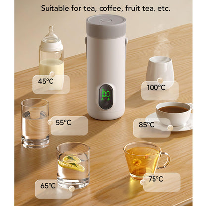 Dpofirs Portable Electric Kettle, 350ML Tea Coffee Hot Water Boiler, 27000mAh USB Rechargeable, Fast Boiling, Temperature Controls, for Camping Travel (US Plug)