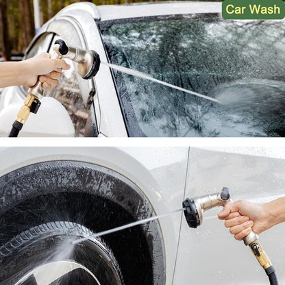 FANHAO Heavy Duty Garden Hose Nozzle - 100% Metal with 8 Spray Patterns for Efficient Watering