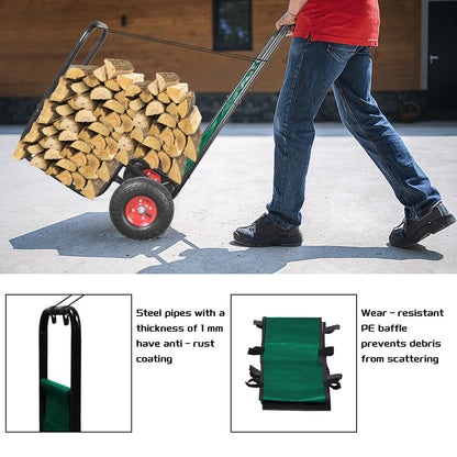 KAIDIDA Firewood Cart with Wheels: 44 X 27 X 20 in Heavy Duty 260 lbs Load Capacity Waterproof Easy Assembly Rack for Indoor Garden Backyard Fireplace Men Women Use with Rubber Wheels