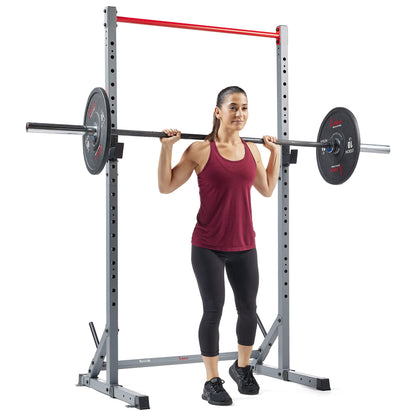 Sunny Health & Fitness Squat Stand Power Rack for Weightlifting - Multifunction Bench Press Squat Rack with Adjustable Pull Up Bar for Home Gym - SF-XF922059