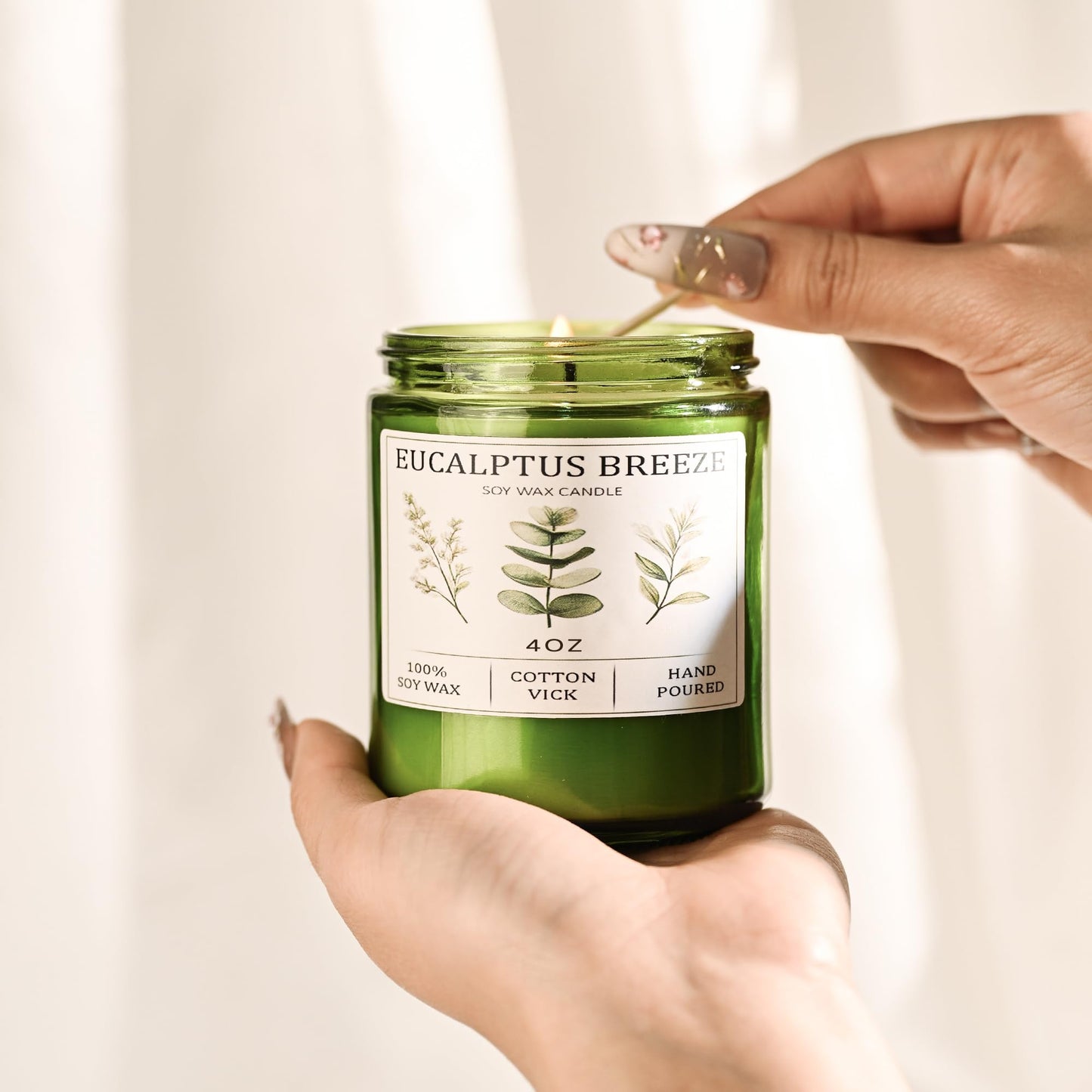 Eucalyptus & Mint Candles for Home Scented, 20 Hours Burn Soy Candle Gift for Women Stress Relief, Meditation, Yoga, Relaxing, Natural Soy Wax for Men and Women, 4oz