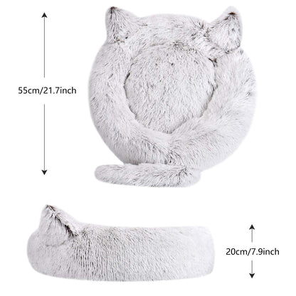 Wuudi Pet Cat Bed Dog Bed Cat Cave Cat House Plush Doughnut Cat Sofa Dog Sofa Washable Non-Slip Suitable for Cats and Dogs 55 cm (Grey)
