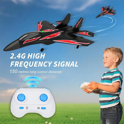 Foam Remote Control Wireless Airplanes RC Planes Remote Control Fighter Toys 2CH 2.4Ghz RC Fighter Jet with Light Hobby Rc Airplanes Easy to Fly for Kids Boys Adults(Yellow)