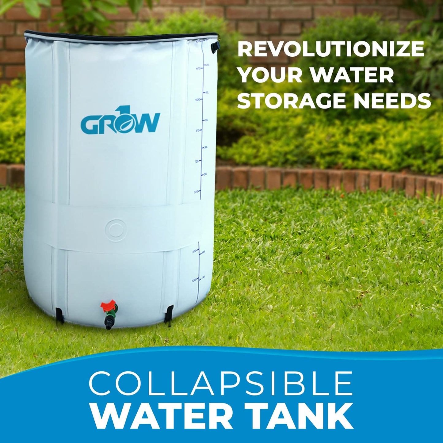 GROW1 Collapsible Reservoir Water Tank 265 Gallon Water Storage Barrel Container Portable for Garden Plants Gardening Greenhouse