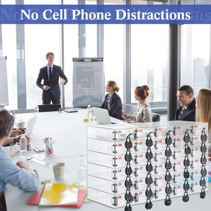 Colingmill 30 Slots Cell Phone Locker Box with Combination Lock, Clear Acrylic Phone Storage Cabinet for Back to School Classroom Students Employee Office Factory