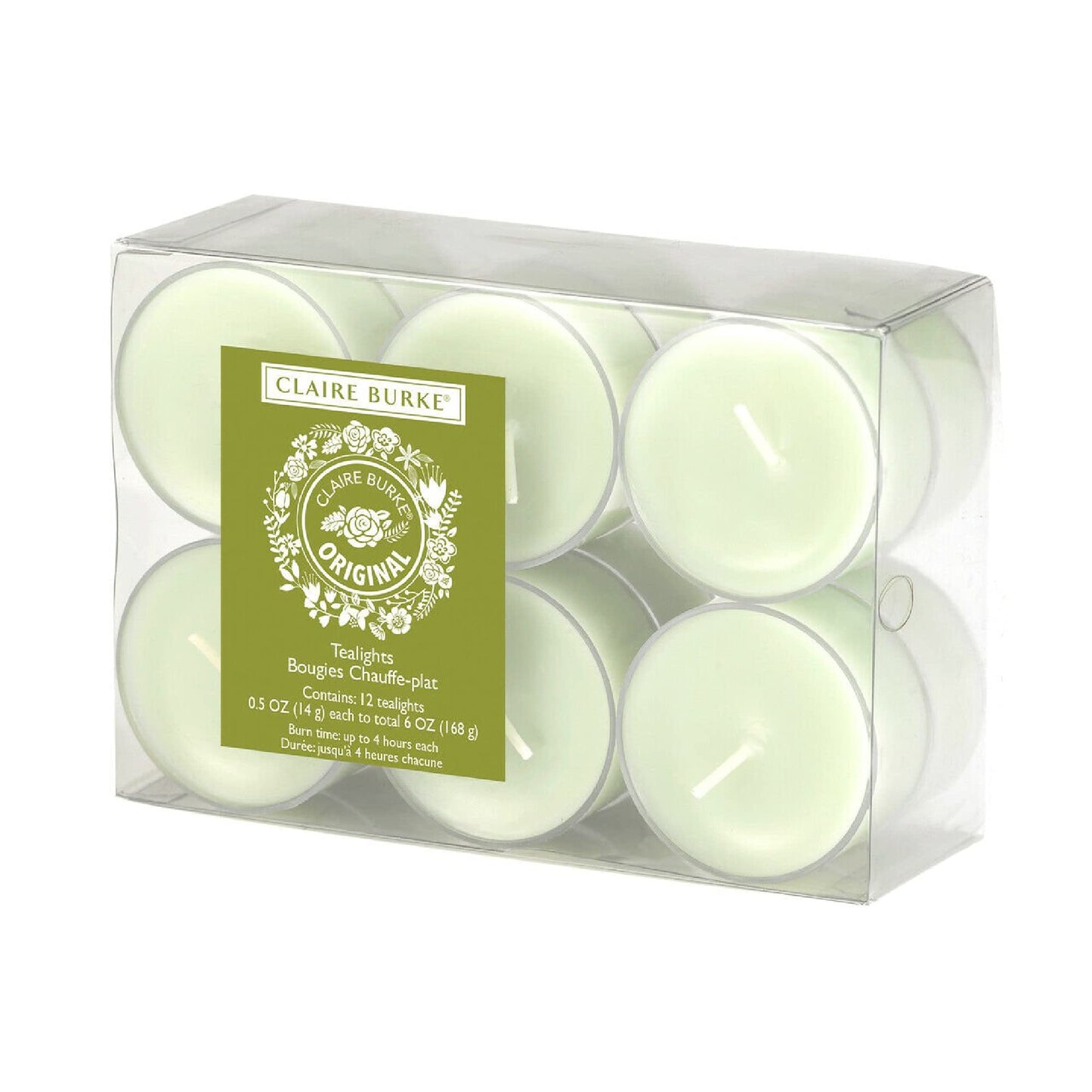 Claire Burke Original Tea Light Candles 1-Pack, 12 Scented Tealights 0.5 oz Each