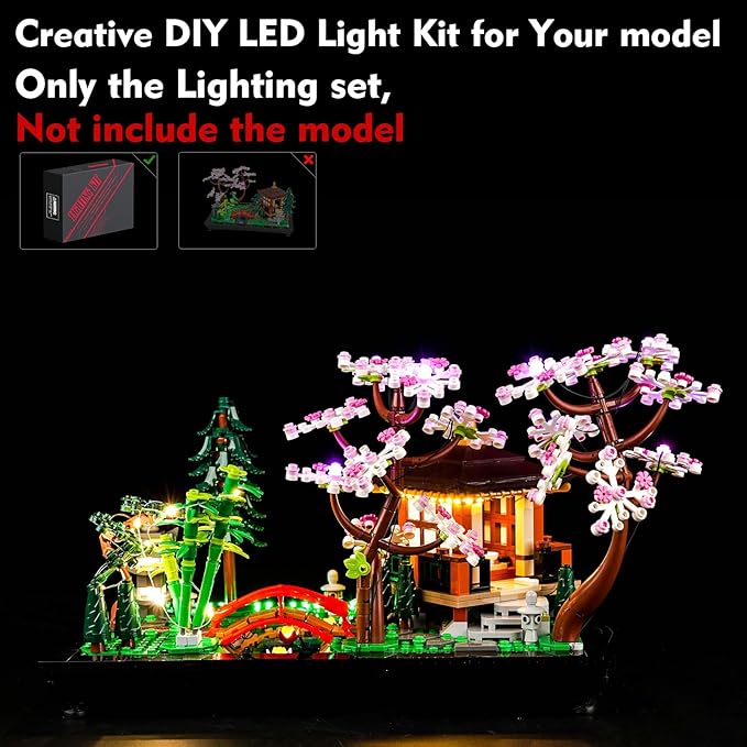 LED Light Kit Compatible with Lego Tranquil Garden 10315 Zen Garden DIY Lighting Set Compatible with Lego Japanese Architecture 10315 Building Set (Lights Only No Models)