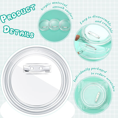Yilloog 12 Pcs 3 Inch Clear Button Pins for Crafts DIY Photo Acrylic Blank Pins Bulk for Picture Make Your Own Buttons Badge Maker DIY Crafts Supplies