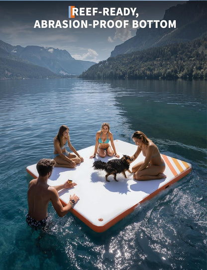 GAOMON Inflatable Dock Floating Platform, Thick Lake Floats for Adults, Non-Slip Air Dock Platform with Portable Carrying Bag, Floating Platform Island for Pool Beach Ocean(Orange,6 x 5 ft)