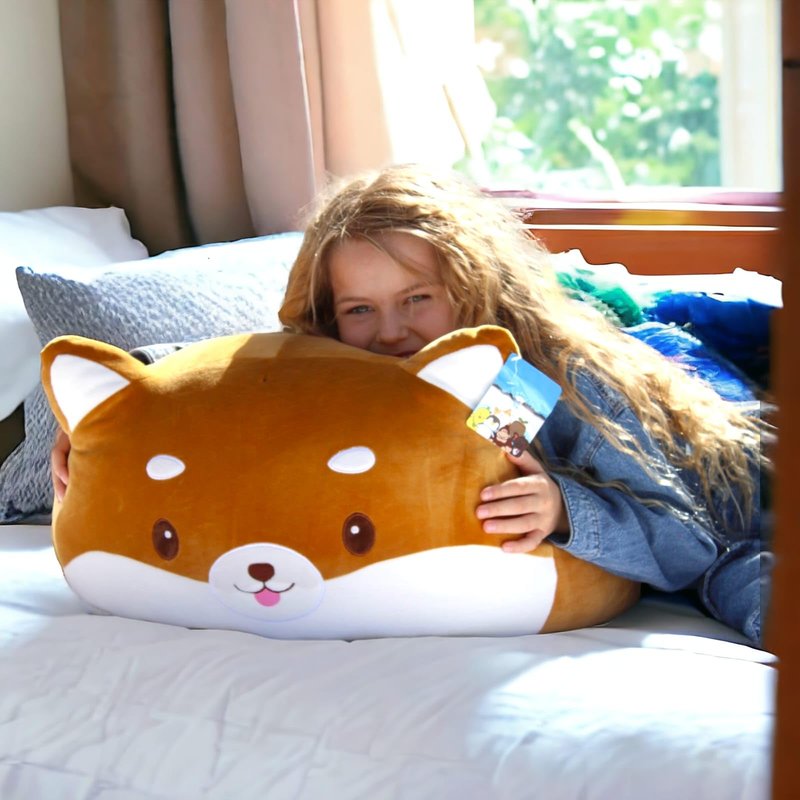 WORLD OF PLUSH 29 Inch Giant Shiba Inu Plush – 3.6 lb Oversized Squishy Stuffed Animal Pillow, One of The Largest Dog Plush Toys for Bed & Dorm, Cute Kawaii Room Decor Gift