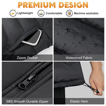 KOVNLO Heated Vest for Men With Battery Pack Included, Smart Controller with Lights-out Design, Electric Heated Jackets
