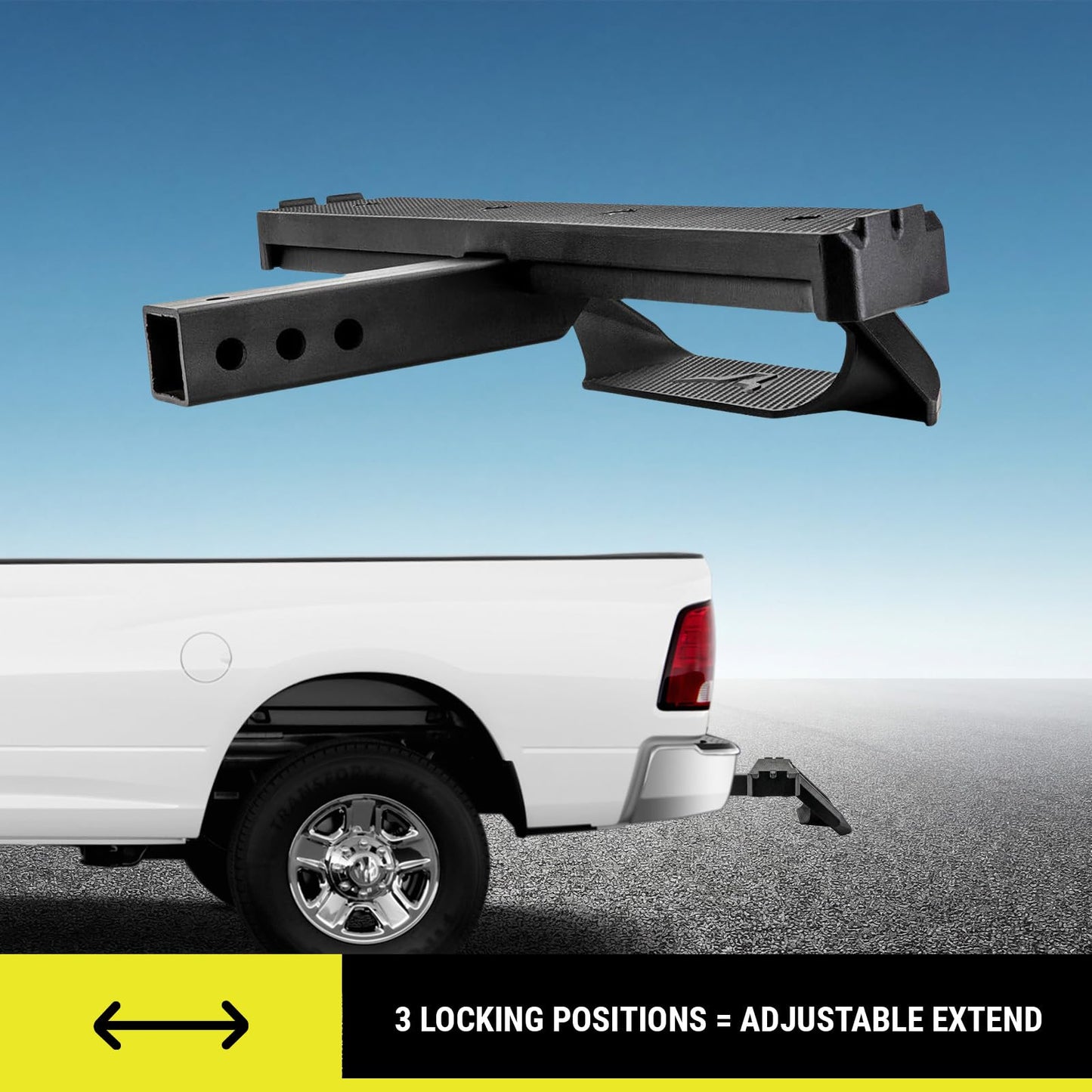 Bully Black 2" Class III Trailer Towing Hitch Step, Black Powder-Coated Cast Aluminum, 23" Wide