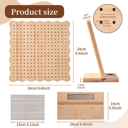 Canhakela Granny Square Blocking Board for Crochet Projects - 9.25" Wooden Crochet Blocking Board with 20 Stainless Steel Steel Pegs - Essential Knitting & Crochet Supplies for Precise Shaping and Blocking Mats Replacement