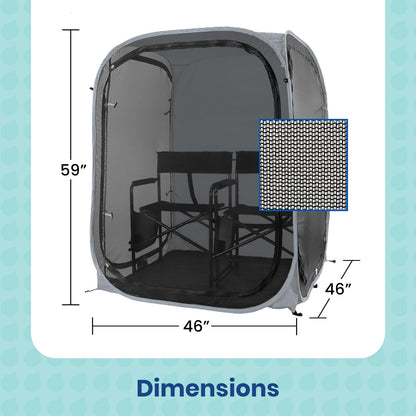 Under the Weather WeatherPod Tank MyPod™ Mesh 1-2 Person Pop-Up Screen Tent Pod - The Original Shark Tank - Keeps Out Bugs, Mosquitos with UPF 50 Sun Protection, Silver