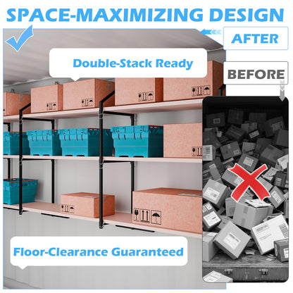 ZUIWAN Heavy Duty Shipping Container Shelving Bracket Kit (4-Pack) - 3-Tier Hanging Shelving Rack (19" D x 62" H), Universal Cargo Container Brackets