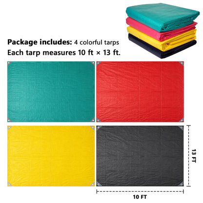 Emergency Triage Tarps – Mini Treatment Area Set of 4 for First Aid & Emergency Response (Red, Yellow, Green, Black)