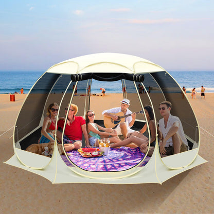 URCUZER 12x12Ft Pop-Up Canopy Screen House Tent - Outdoor Screen Room with 10 Mesh Side Panels Not Waterproof, Includes Carrying Bag - Fit 8-10 Person