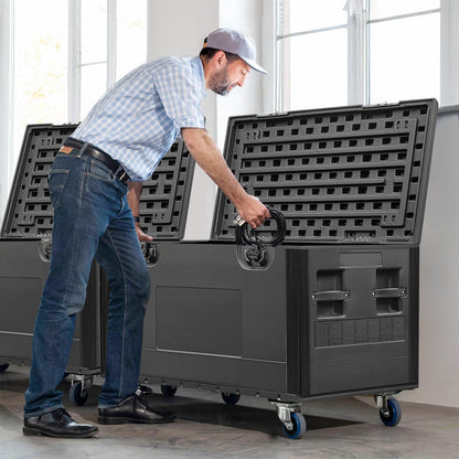 Diandian Utility Cable Trunk Road Case with Wheels, 35" x 22" x 24" Professional Stackable Heavy Duty ATA Rolling Road Case, for Pro Audio & DJ Equipment Storage, Transport for Touring with Casters