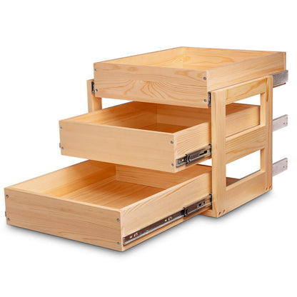 Mulush Pull Out Drawers For Cabinets, 26''W×21''D×19''H Soft Close Slide Out Wood Shelves Storage Organizer for Kitchen, 3-Tier, Finished, Heavy-Duty, Bottom Assembly