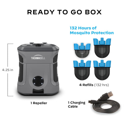 Thermacell Mosquito Repellent Rechargeable Adventure EX-Series EX90; 9-Hour Battery, Includes 12-Hr Refill & 120 of Hours Refills, Rubber Armor & Carabiner; Bug Spray Alternative; Scent Free;