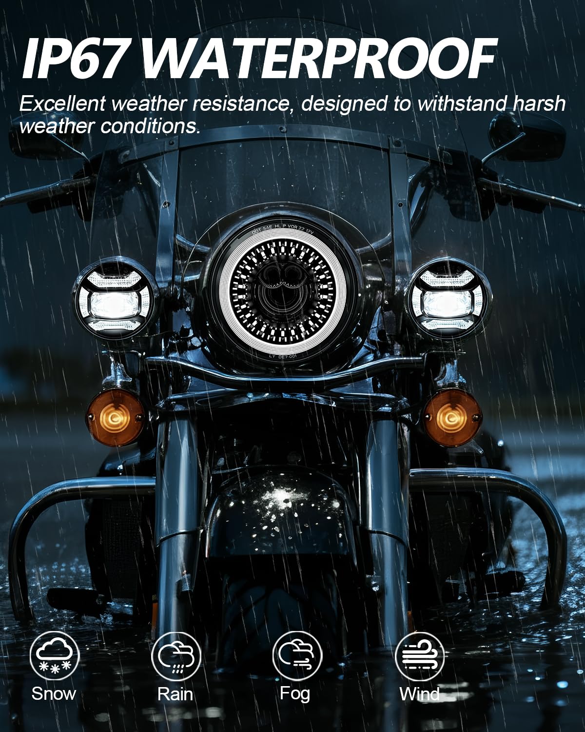 M MIBAHE 1000% Brighter 7 inch LED Headlight with 4.5 Inch Fog Lights Motorcycle Kit DOT Approved Compatible with Road King Road Glide Street Glide Fat boy Heritage Softail Tri Electra Glide, Chrome