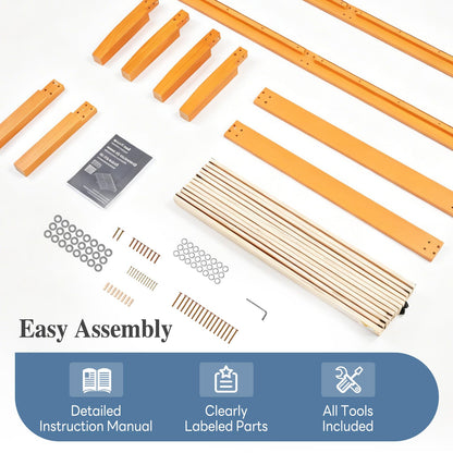 DUMOS Twin Size Solid Wood Bed Frame 16 Inches, Sturdy Platform Bed with Heavy Duty Wood Slat Support, No Box Spring Needed, Easy Assembly, Natural Pine