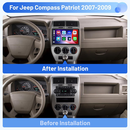 Inefala 4+64G Radio for Jeep Compass Patriot 2007 2008 2009 Android 15 CarPlay Stereo IPS 10.1" Touchscreen Android Auto Bluetooth 5.0 GPS EQ 13UI Backup Camera