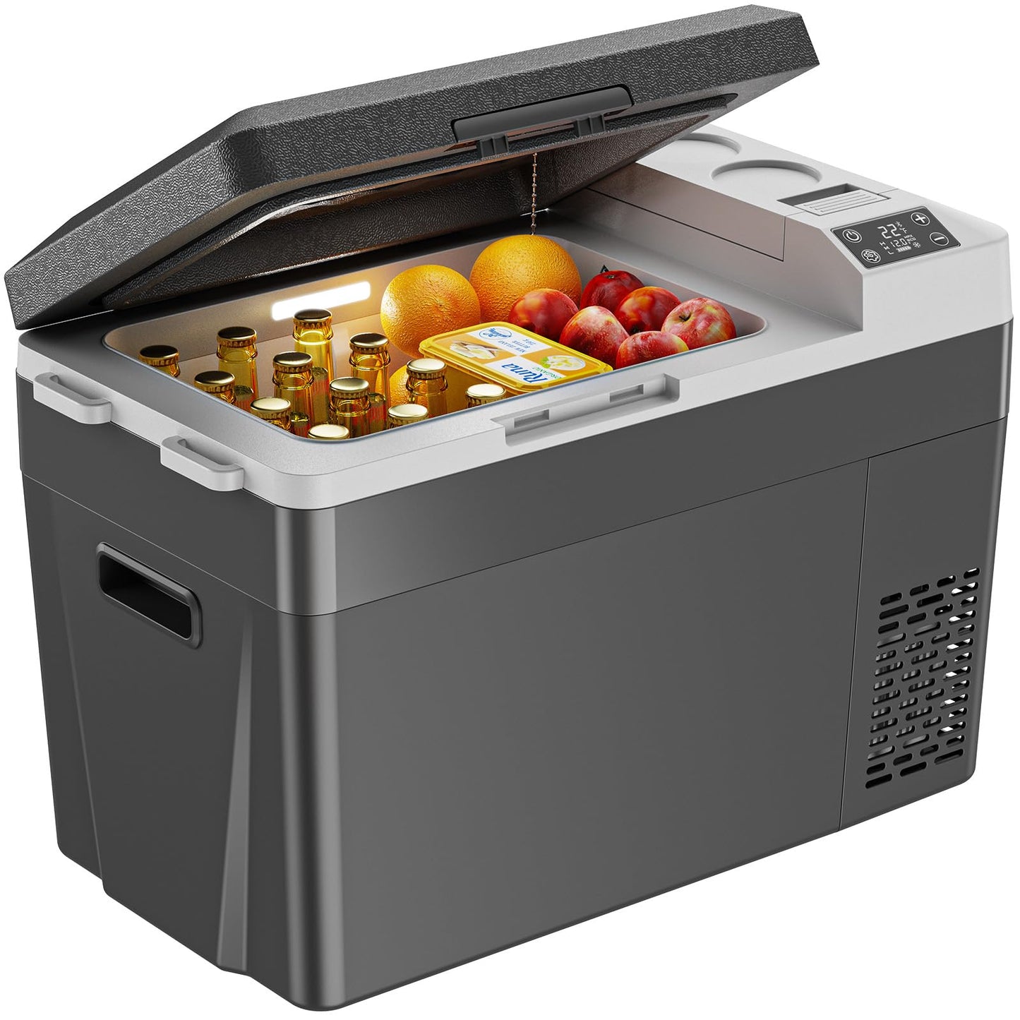Silonn 24QT Electric Cooler, 12 Volt Car Refrigerator, Portable Car Fridge with Battery Power Option, 12/24V DC & 110-240V AC, Road Trips -4°F to +68°F