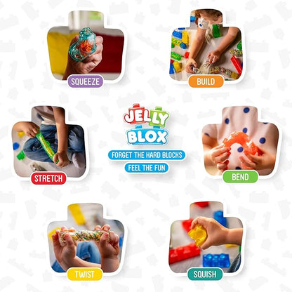 Goliath Jelly Blox Stash 'N Stack 2-in-1 Storage Case | Toddler &amp Preschool Building Blocks Kids Can Squeeze Stretch Squish | MESH ACCREDITED | Safety Tested &amp Ouch-Free | Sensory Play for A
