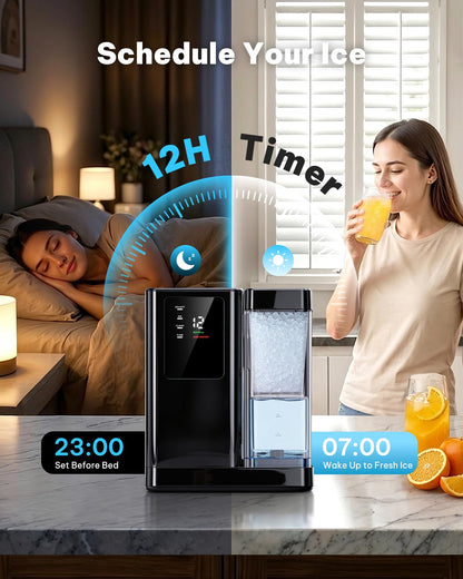 Silonn Nugget Ice Maker Countertop with 3L Detachable Tank – 40 lbs/Day Self-Cleaning & Timer, 40 dB Quiet for Home Bar Party Office, Chewable Nugget Ice Machine for Summer & Cold Drinks