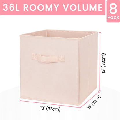 Criusia Storage Cubes - 13 Inch Heavy Duty Fabric Storage Bins for Shelves Closet Cube Organizer - 8 Pack Collapsible Cube Storage Bins Baskets for Clothes Blankets Toys - Nursery Organization