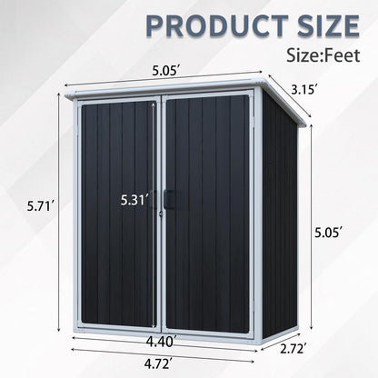 KEIKI 5x3 FT Outdoor Storage Shed Cabinet Polypropylene Frame with Lockable Doors for Bikes and Patio Furniture Toys