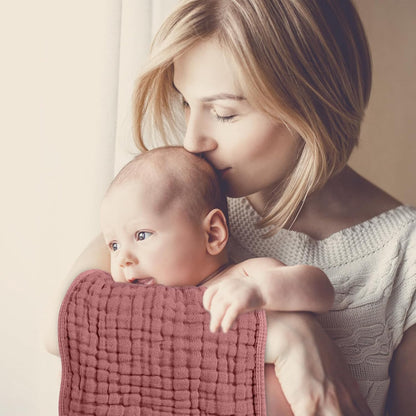 Looxii Muslin Burp Cloths - Ultra Soft & Absorbent 6-Layer 100% Cotton | 20" x 10" | Perfect for Baby Girls in Gradient Pink