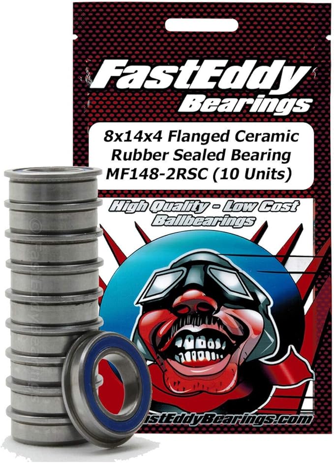 FastEddy Bearings 8x14x4 Flanged Ceramic Rubber Sealed Bearing MF148-2RSC (10 Units)