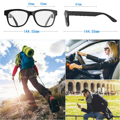 Bone Conduction Glasses, Open-Ear Headphones Bluetooth, Photochromic Sunglasses Anti Blue Ray, IP6 Waterproof Audio Glasses, Hand-Free Calling and Music, Smart Glasses for Women and Men