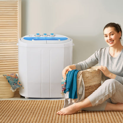 Tiktun Portable Washing Machine,Mini Twin Tub Washing Machine w/Wash and Spin Cycle,13lbs Capacity For Camping,Apartments,Dorms,RV