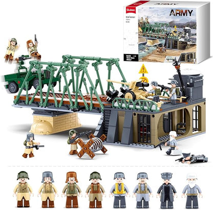 Military Base Building Toy Army Defence Base Army Toy WW2 Model Kit for Boys Ideal Gifts for Kids Aged 6-12 and Adults Compatible with Lego Military Set 769 pcs