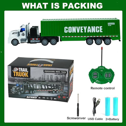 Remote Control Semi Truck with Trailer 14 1:48 Trailer Truck Toy Equipped with 2 Rechargeable Batteries Gifts Ideas for Boys Age 3-8 Year Old