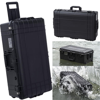 PISKGODSF 32" L x 18" W x 11" H Large Hard Case with Foam, Portable Rolling Hard Case with Wheels, Waterproof Shockproof Dustproof, Suitable for Cameras, Lenses, Camcorder, Instrument, Telescopes