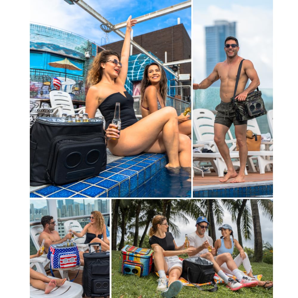The #1 Cooler with Speakers on Amazon. 20-Watt Bluetooth Speakers for Parties/Festivals/Boat/Beach. Rechargeable, Works with iPhone & Android (Blue)