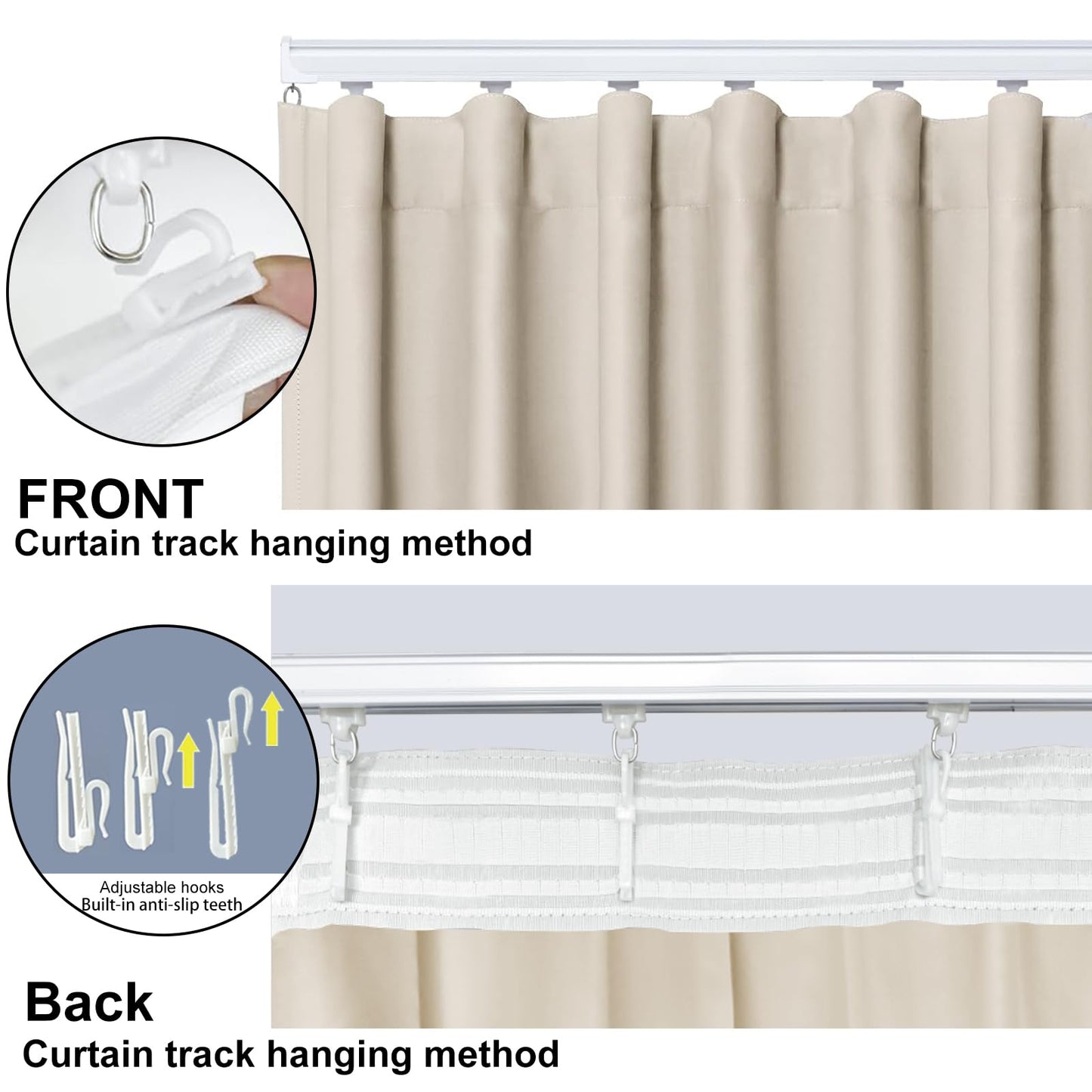 Cbsroro Room Divider Blackout Curtain Track Curtains Wall Dividers Panels Screen for Living Rooms Bedroom Office Privacy Partition Separation, W120 × L96 Inch,1 Panel, Beige