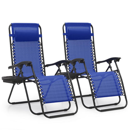MoNiBloom Zero Gravity Chairs Set of 2 Outdoor Folding Patio Lounge Chairs for Outside Reclining Lawn Chairs Recliner Beach Chairs for Adults, Blue
